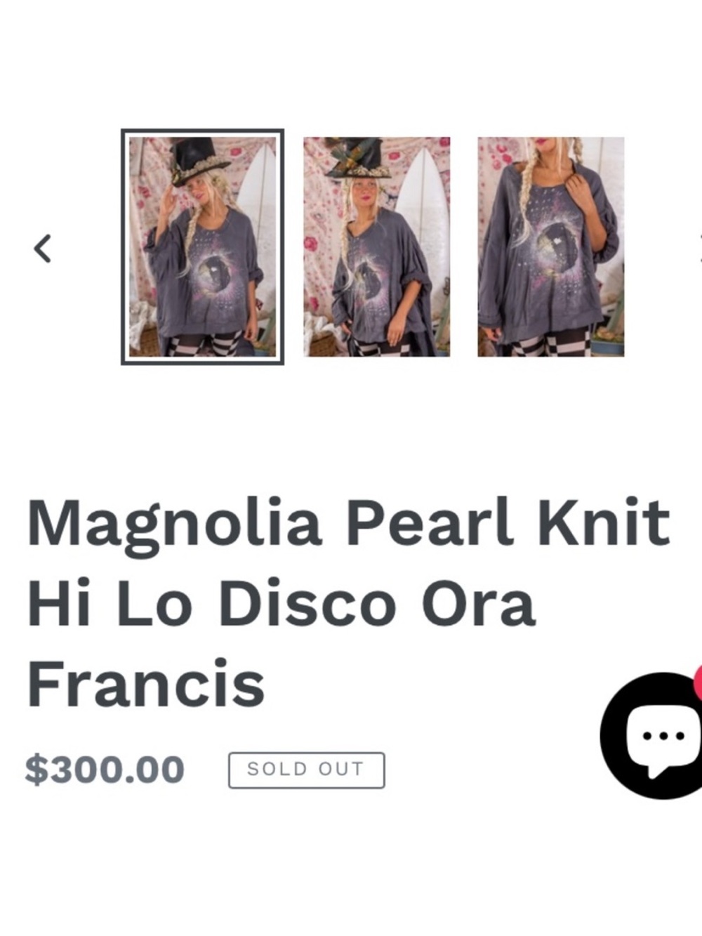 Magnolia Pearl 🪩💕 Francis Hi Lo Washed Gray Disco Sweatshirt Top OSFM - Picture 5 of 10